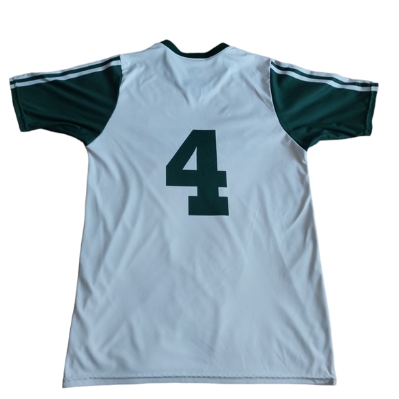 ADIDAS MENS T-SHIRT TOP SMALL WHITE/GREEN 100% POLYESTER - Picture 2 of 7